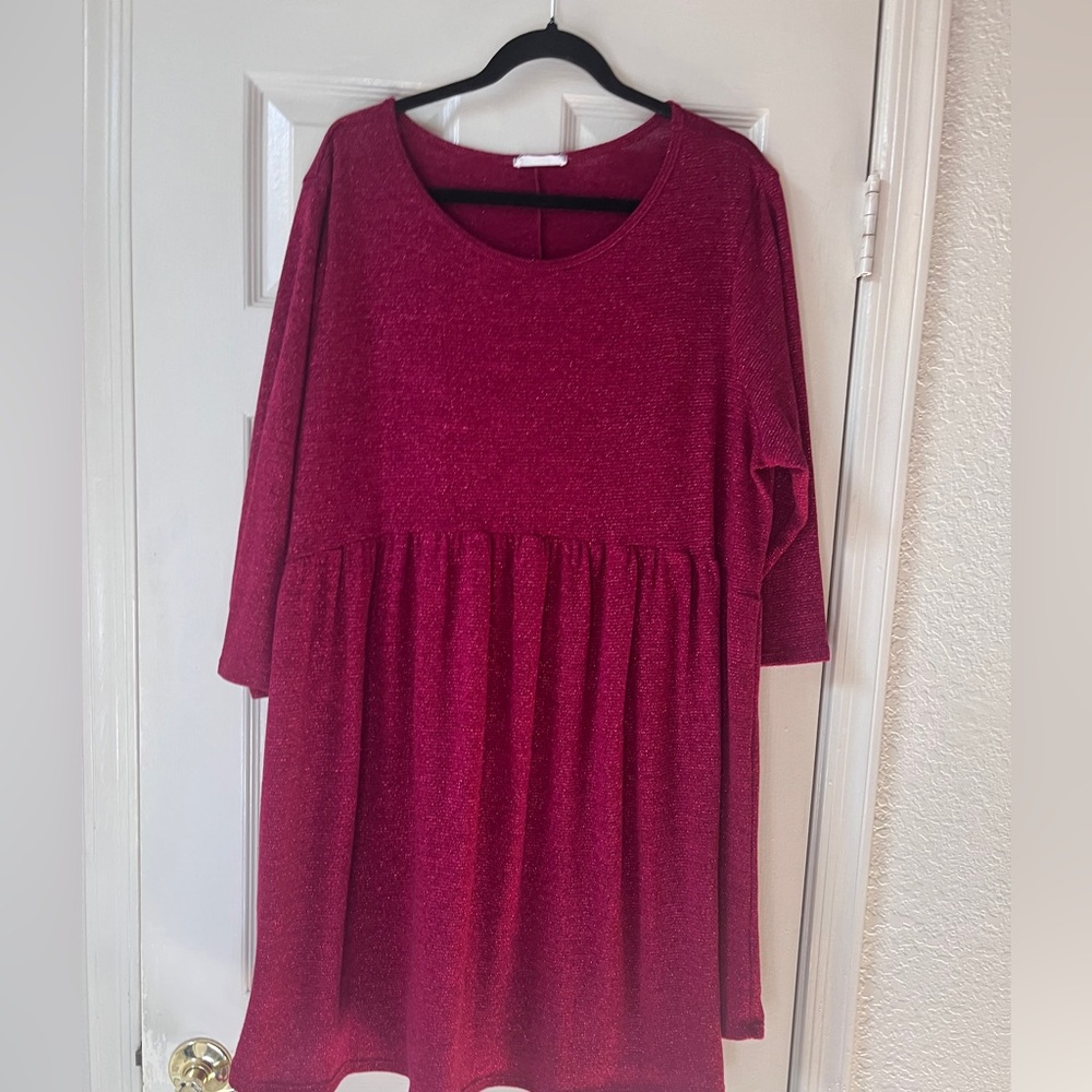 💥$5 or 3/$10 First Love Elegant Red Long Sleeve Dress - Picture 1 of 8